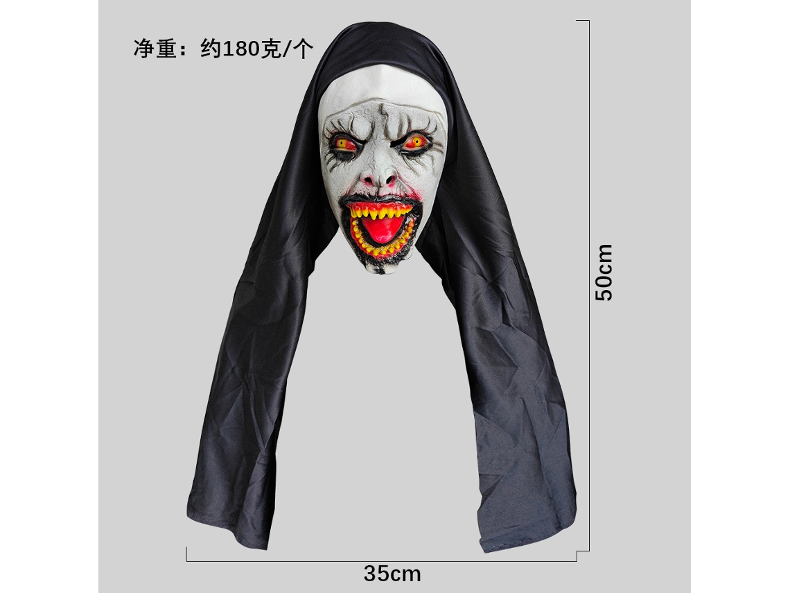 Máscara de monja con boca ensangrentada para bromas de Halloween