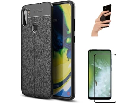 Carcasa, Protector y Popsocket Samsung M11 Rugged Leather Negro