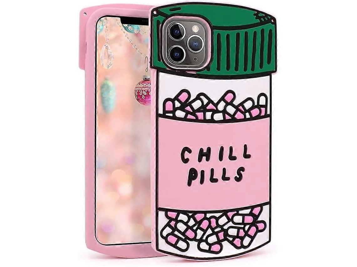 Bonita Funda Para Iphone, Divertida Cápsula Con Pastillas Relajantes, Dibujo 3d