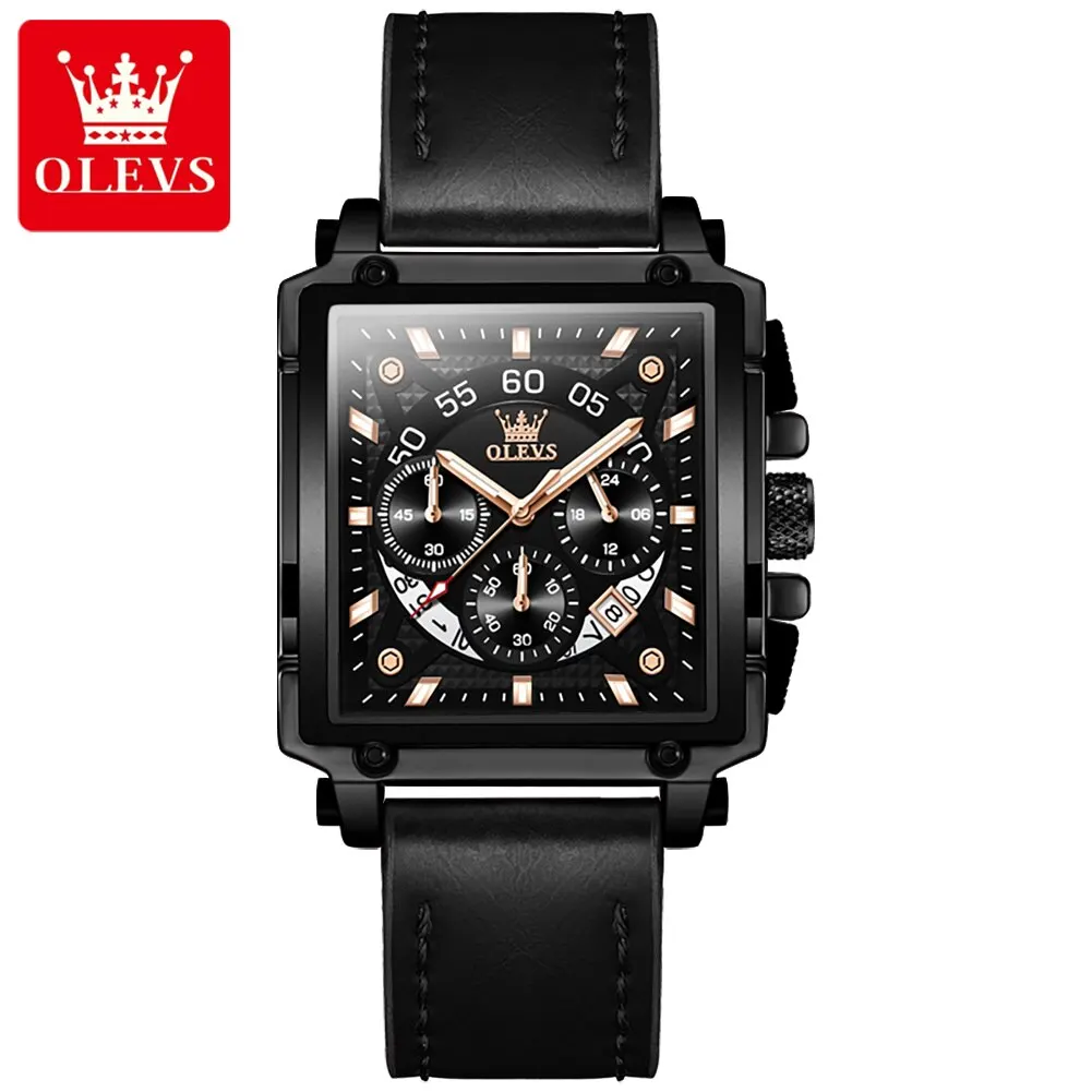 Reloj De Cuarzo Cuadrado Para Hombre (negro), Resistente Al Agua.