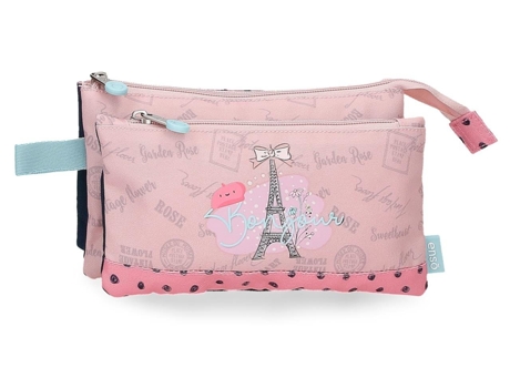 Estuche Triple ENSO (22 x 12 x 5 - Poliéster - Rosa)