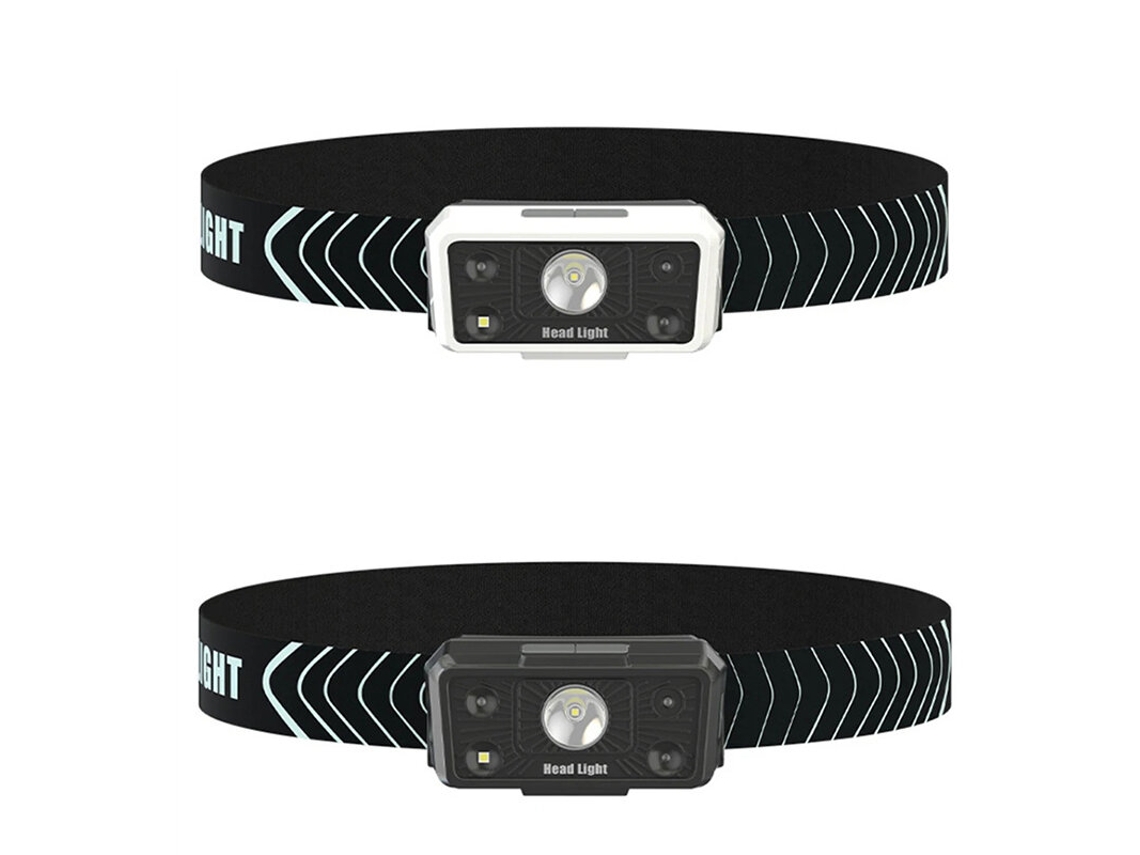 Lanterna De Cabeça Branca Recarregável Via Usb Com Sensor Potente 5 Modos De Iluminação À Prova D'água Ideal Para Pesca Camping E Trilhas