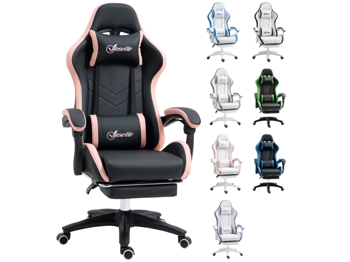 Silla Gaming Silla Gamer De Cuero Pu Reclinable 135° Reposacabezas Y Reposapiés