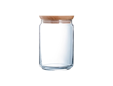 Bote Hermético Redondo En Vidrio Con Tapa De Madera LUMINARC (1L)
