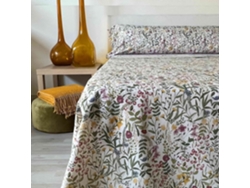 Juego De Sábanas 100 Algodón Flores Multicolor Acuarela Morada 3 Piezas - Cama 90 Cm