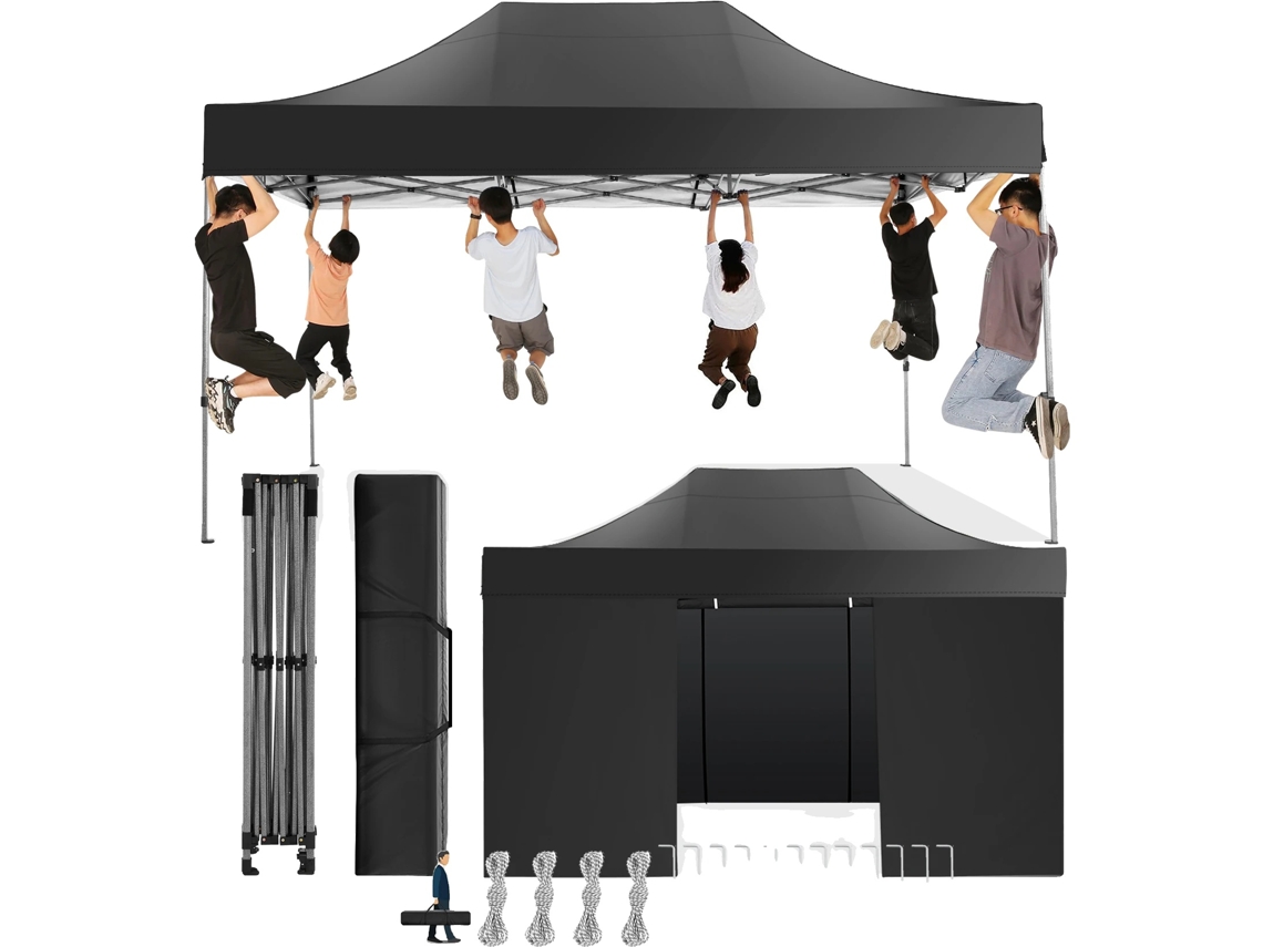 Gazebo, impermeable, altura ajustable, negro OEM