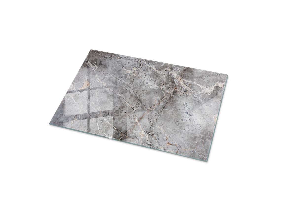 Cristal Para Mesa Rectangular Espelharte (100x70 Cm - Patrón De Mármol Natural - Gris)
