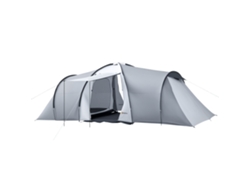 Tenda Familiar 4-6 Pessoas, 2 Janelas, Bolsa, Impermeável, UPF, 590x245x193 Cm, Cinza | S/MARCA