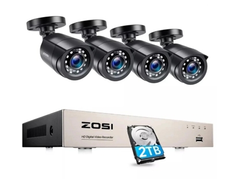Kit Completo Sistema de Videovigilancia ZOSI con 4 Cámaras Incluye Disco Duro HDD Grabación 2Tb