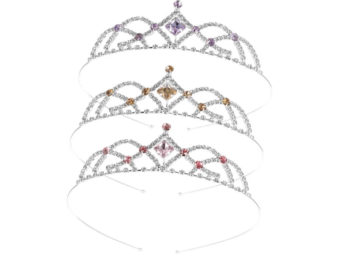 Diadema De Corona De Cristal Con Diamantes De Imitación Brillantes De 3 Piezas Para Niñas, Accesorios Para Cumpleaños Y Fiestas.