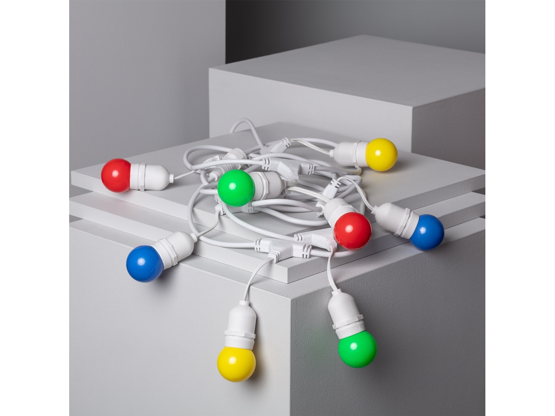 Guirnalda de Luces LEDKIA Waterproof Blanco 8 Bombillas Led E27 G45 3W de Colores Multicolor (550 cm)