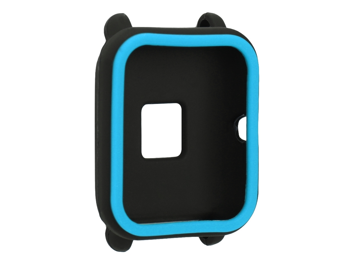 Capa Protetora De Silicone Macio Bicolor Para Relógio Inteligente Huami Versão Juvenil Preto Azul