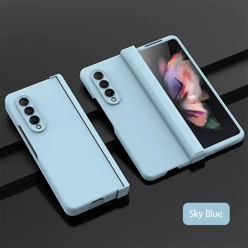 (azul Cielo, Galaxy Z Fold3 5g) Funda Para Teléfono De Material Pc, Compatible Con Samsung, Funda Protectora Plegable Ultradelgada Con Bisagra.