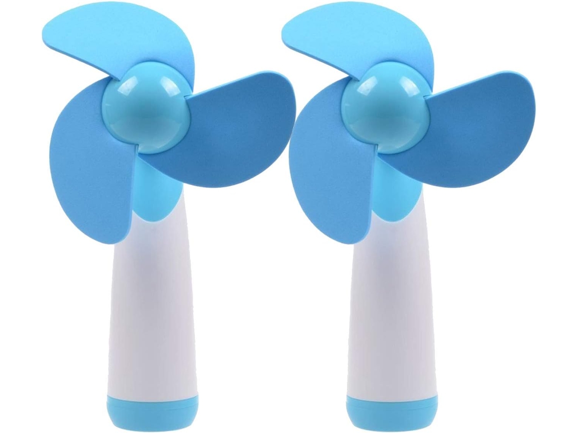 Mini ventilador de mano Ventilador personal Batería Cuchillas de espuma suave alimentadas para el hogar y los viajes 2 piezas (azul) IKIKSO