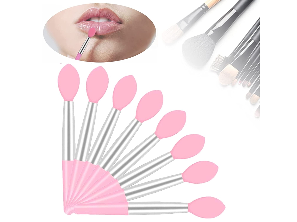 18 Aplicadores De Batom De Silicone Reutilizáveis, Rosa