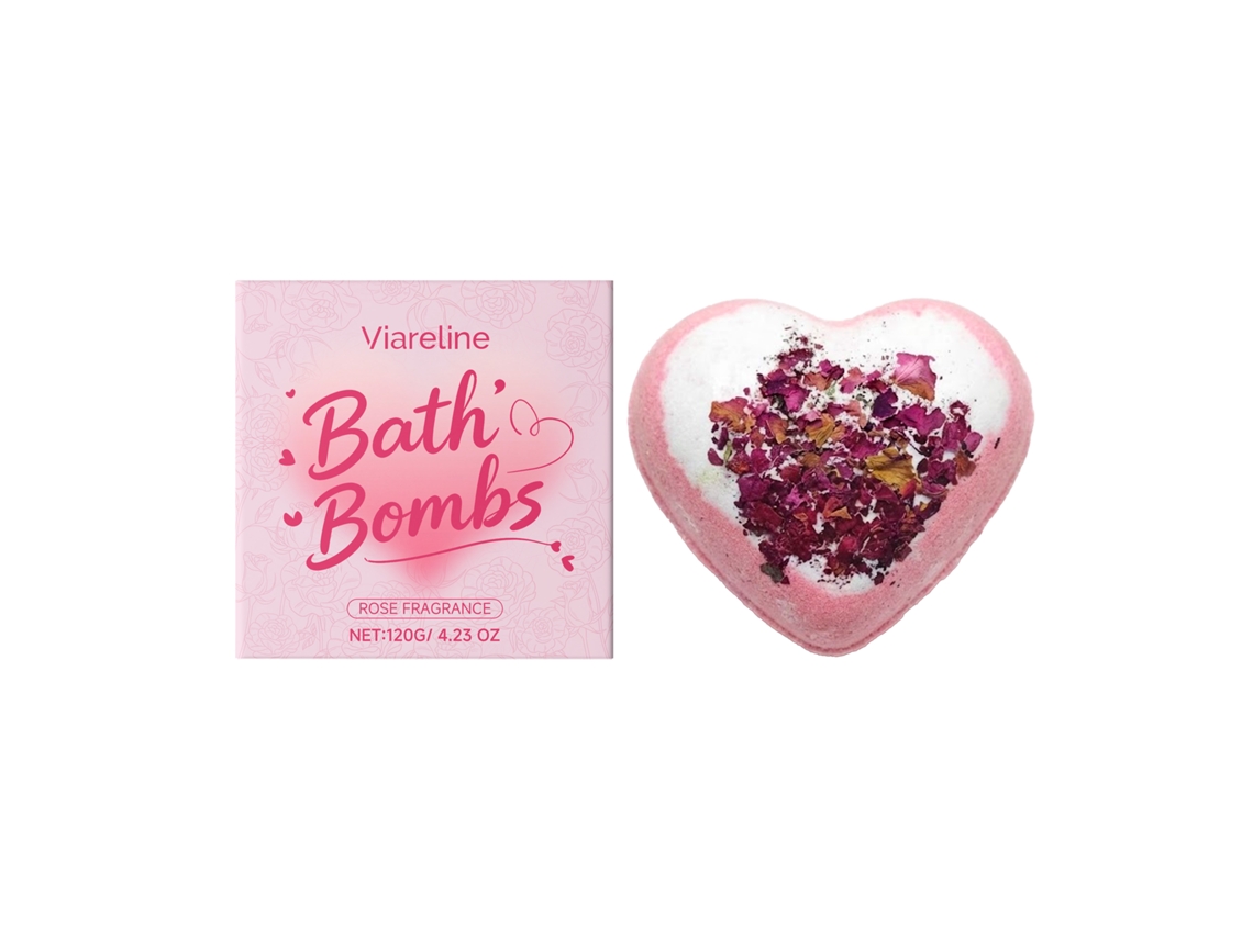Bomba de baño de corazón de rosa y sales de baño