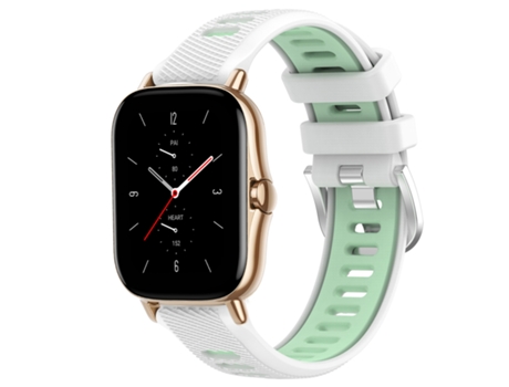 Correa Smartwatch para Amazfit GTS 2 22mm Textura Cruzada con Hebilla de Acero Silicona Bicolor (Blanco + Verde Azulado)
