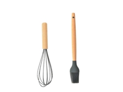 Juego de utensilios de cocina de silicona antiadherente con mangos de madera, incluye espátulas. Nostalgia88