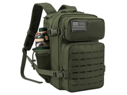 Mochila táctica de 25 l para hombre, construcción duradera, dos portavasos, color verde