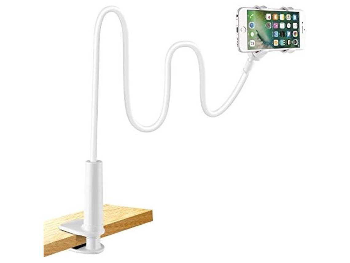 2026-soporte Para Tableta Y Smartphone Plegable, Brazo Flexible Ajustable Con Clip Antideslizante Blanca