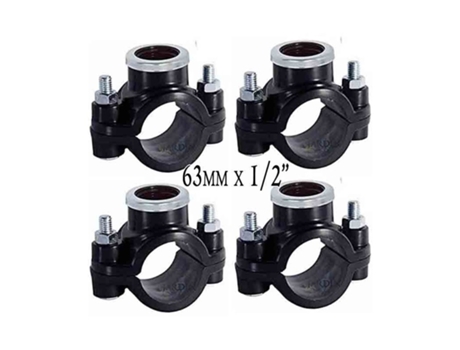 Collarin de Riego 63Mm X 1/2'' Pack 4 Utilizado para La Instalacion de Elementos de Riego Como Aspersores Difusores O Goteo SUINGA