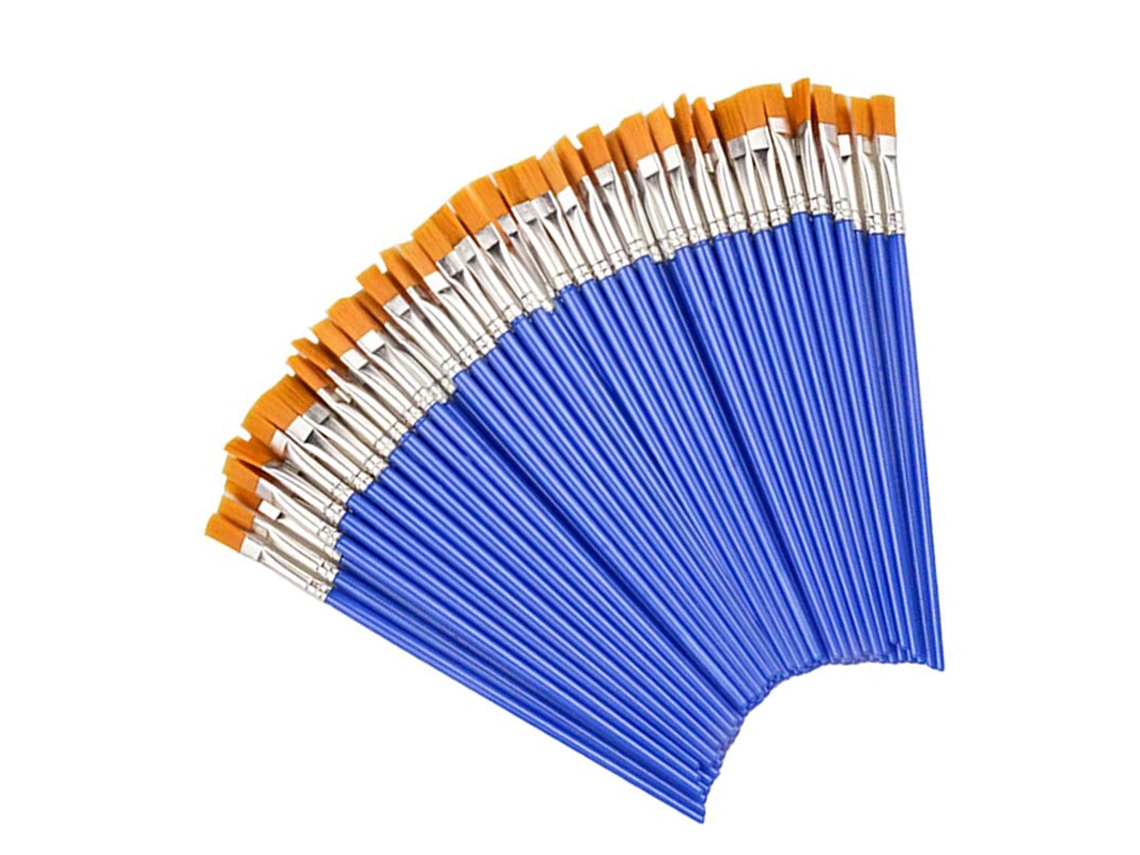 Juego de 50 pinceles de nailon redondos y planos adecuados para pintura al óleo MDUG
