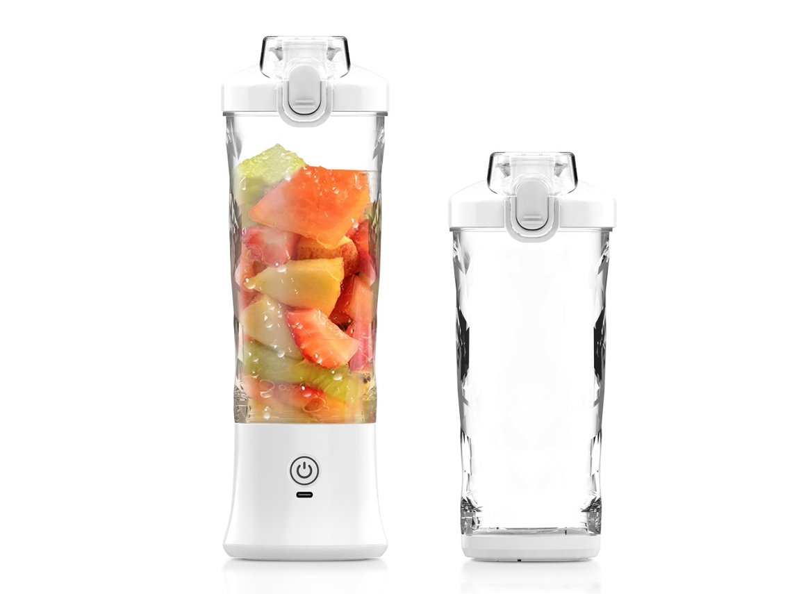Batidora Portátil Recargable Usb Con Vaso Exprimidor Personal 600 Ml Blanco Gertiz