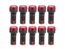 10 Peças Buzzer Led AD16 22SM Luz Indicadora de Alarme Vermelha Flash com Buzzer AC380V