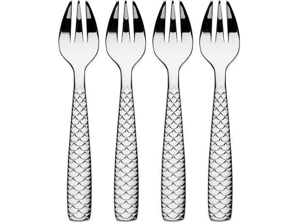 Juego de 4 Tenedores para Mariscos ALESSI Colombina Fish Plata (Gris - Acero Inox - NA)