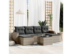 Conjunto de sofás de jardín de 7 piezas DKD Home Decor con cojines de mimbre gris