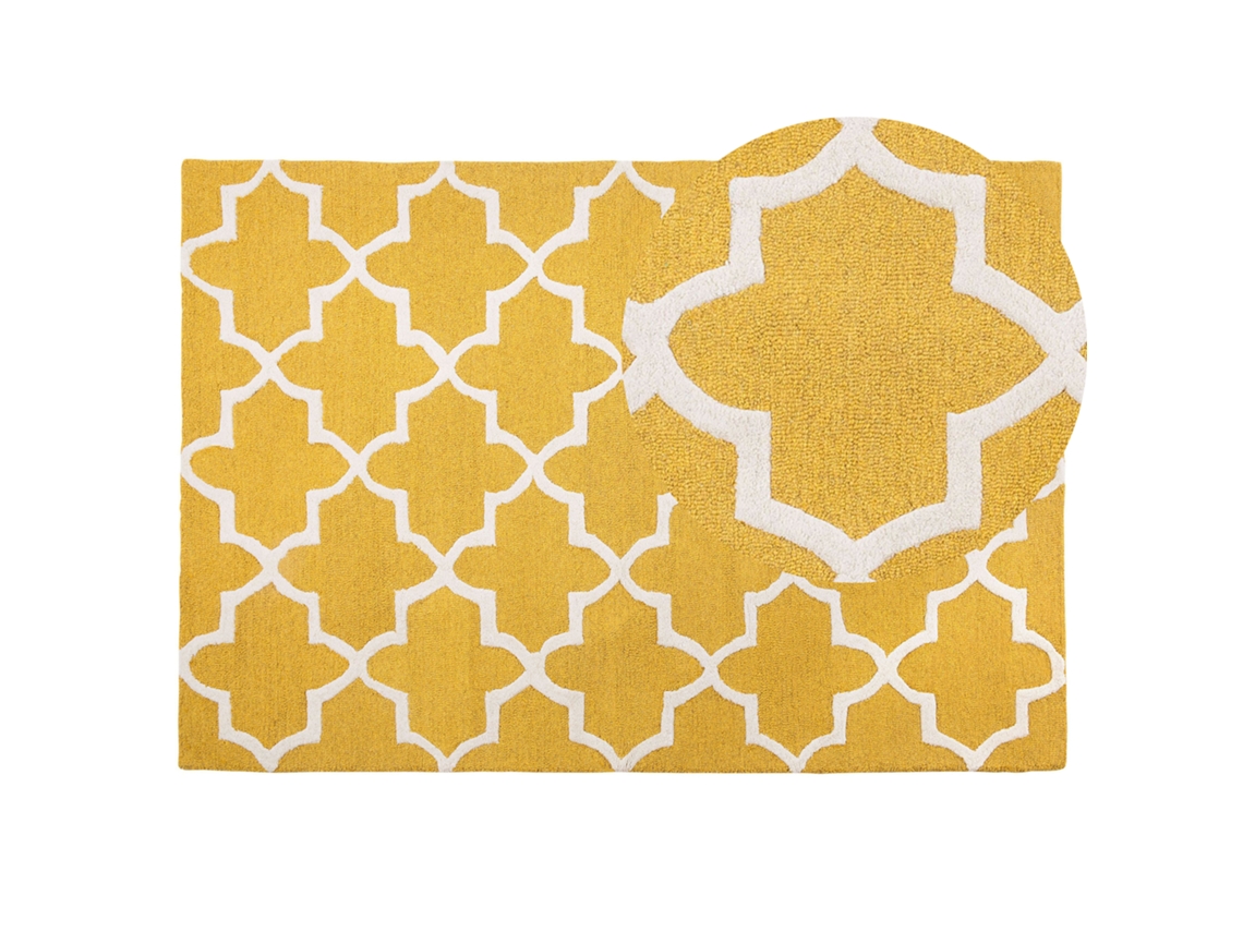 Alfombra de pelo corto BELIANI Silvan de Lana Amarillo 140x200