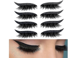 4 pares de adhesivos reutilizables para pestañas, delineador con purpurina, cinta invisible y herramienta de maquillaje autoadhesiva de Rosewell