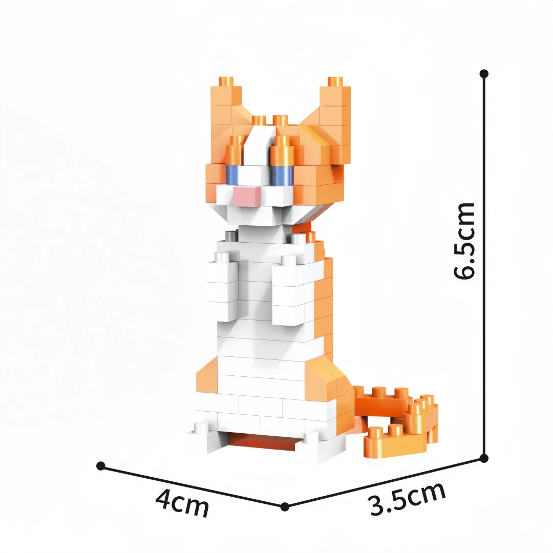 (gato Naranja) Animal Miniatura Ensamblado Bloques De Construcción Juguetes - Decoración De Fiesta Favorito De Los Niños, Montaje De Rompecabezas