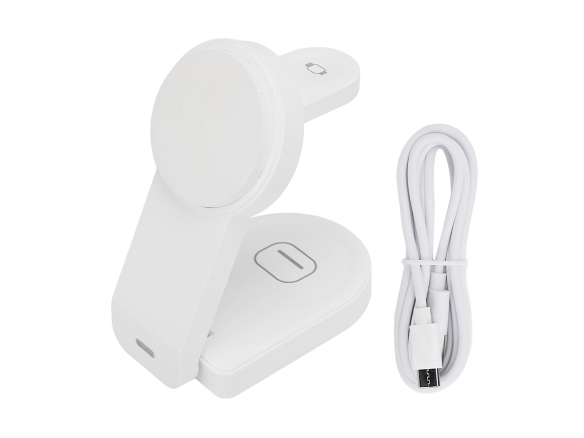 Carregador Sem Fio 3 Em 1 Pasta Para Ios Iphone 15 14 13 Pro Iwatch Fones De Ouvido 15w Viagem