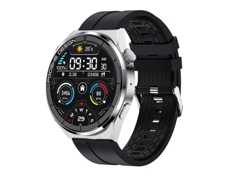Smartwatch PG3 Pro con pantalla TFT de 1,41 pulgadas, compatible con monitorización de frecuencia cardíaca/presión arterial (negro plateado)