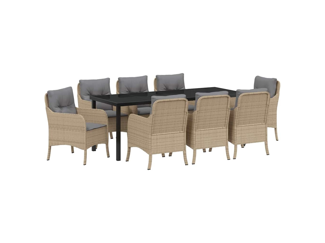 Maison Exclusive - Conjunto De Comedor De Jardín 9 Pcs Beige Ratán Sintético