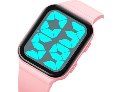 VEANXIN Reloj digital de silicona LED cuadrado impermeable de gran área-blanco negro