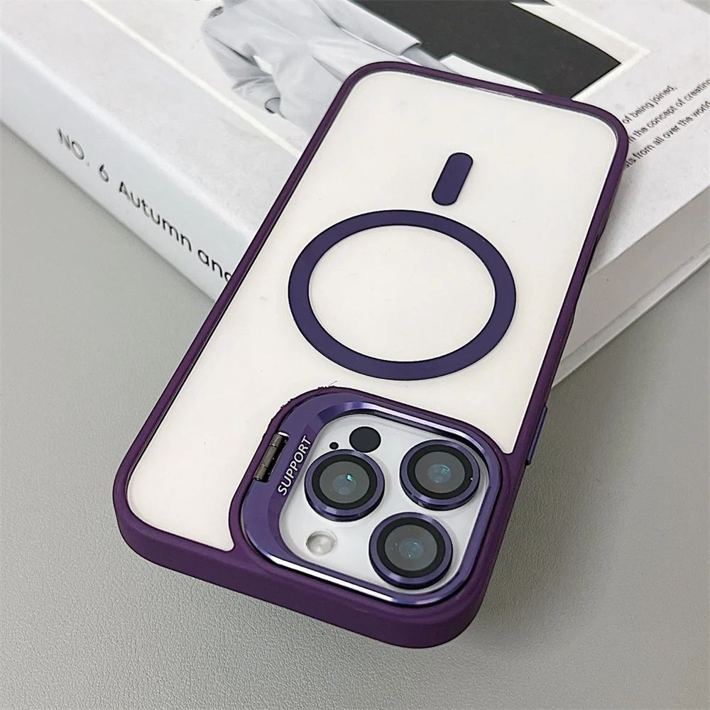 (iphone 16 Plus, Morado Oscuro) Funda Magnética A Prueba De Golpes, Compatible Con Magsafe, Con Protector De Lente De Cristal