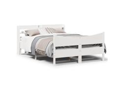 Estructura De Cama Con Cabecero Madera De Pino Blanco 150x200cm