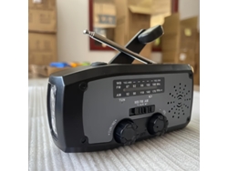 Rádio Solar De Manivela De Emergência Com Lanterna Led 2000mah Portátil Am/fm Rádio Meteorológico Para Uso Externo/preto GERTIZ
