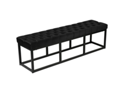 Taburete Chesterfield de terciopelo Polson con estructura de metal negro, negro - 150 cm