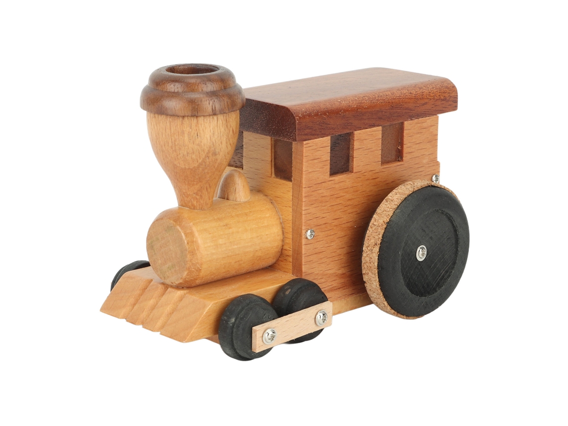 Caja de música de madera con forma de tren de Baok, con textura clara y superficie lisa: regalo de cumpleaños para niñas y niños.