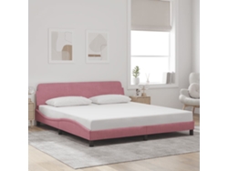 Cama Con Cabecero Sin Colchón Terciopelo Rosa 180x200 Cm