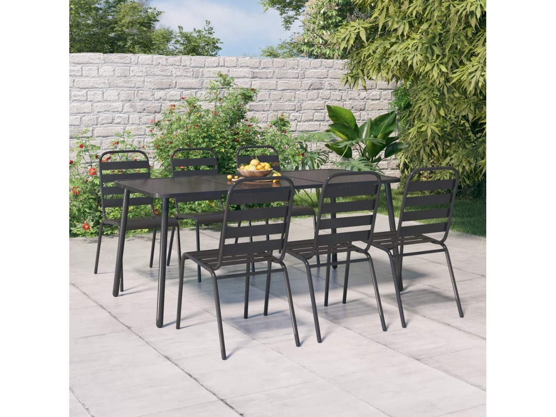 Conjunto de comedor de jardín de 2 piezas en acero antracita Dkd Home Decor