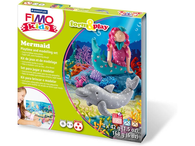 Kit para Juguetear y Modelar STAEDTLER FIMO Kids Form & Play "Mermaid". Nivel 3.