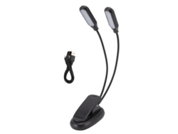 MEOIRUERY Lámpara de Mesa LED Doble con Cabeza USB Recargable para Lectura en Dormitorio Partitura de Piano Negro