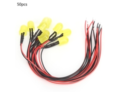50 Bombillas Led Cromadas De 12 V 0,06 W 10 Mm Con Cable De 20 Cm 26 Awg, Accesorio Industrial, Color Amarillo.