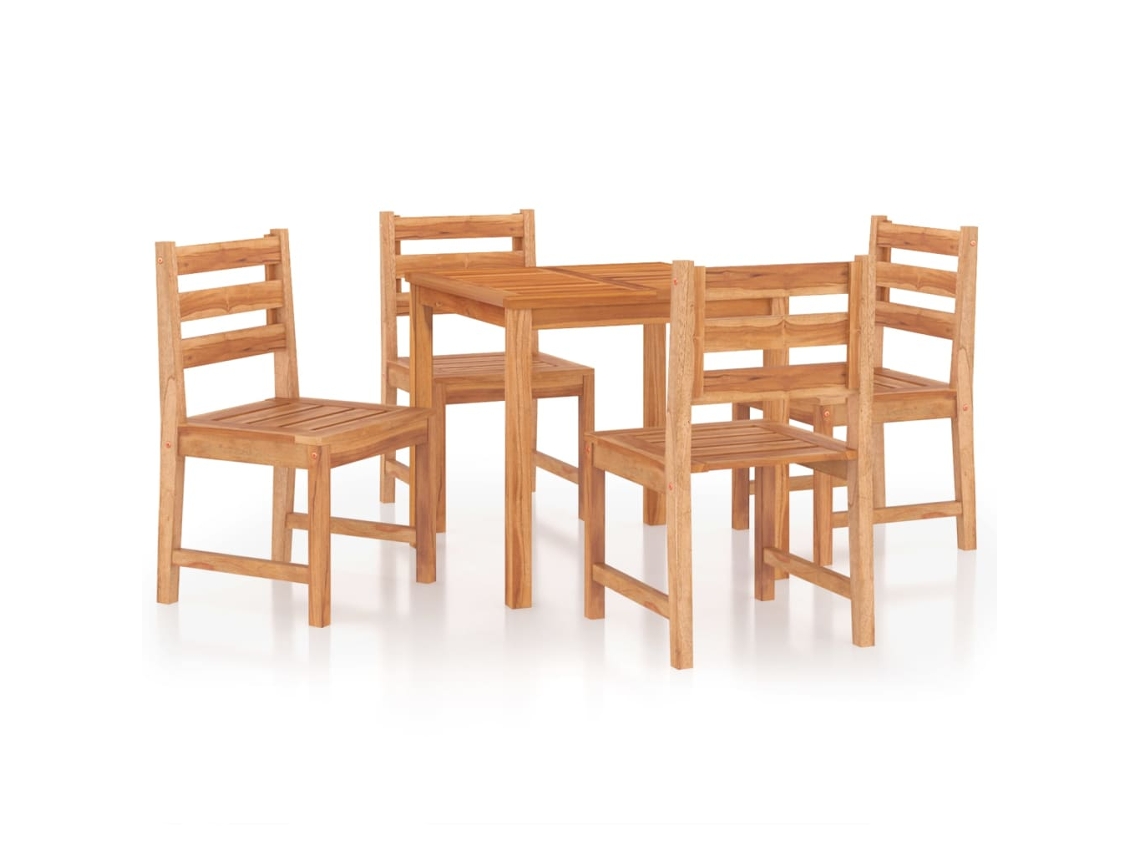 Conjunto 5 de comedor para jardín VIDAXL madera maciza de teca