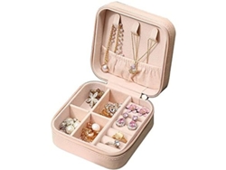2026-caja De Joyería Portátil De Cuero Pu, Organizador Pequeño Para Anillos, Pendientes, Collares Y Pulseras, Regalo Para Mujeres (rosa)