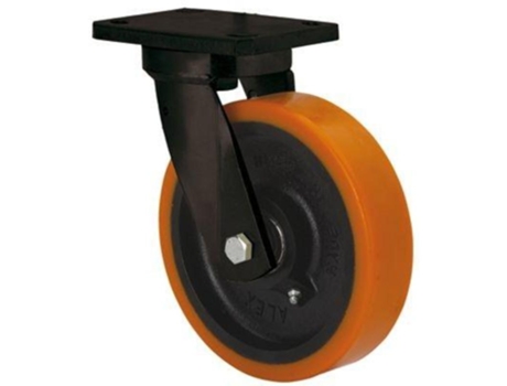 Rueda giratora placa (ancha) 10hlb250a-hub hierro-poliur.naranja eje bolas ALEX
